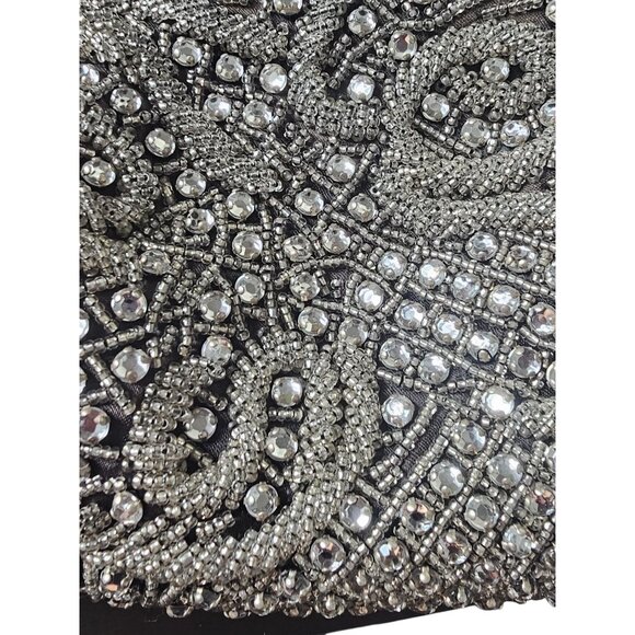 NWOT Black/Silver Crystal Beaded Handbag - La Regale - Picture 3 of 8
